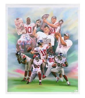 New York Giants Multi-Signed Super Bowl Giclee With 5 Signatures Including Manning and Cruz